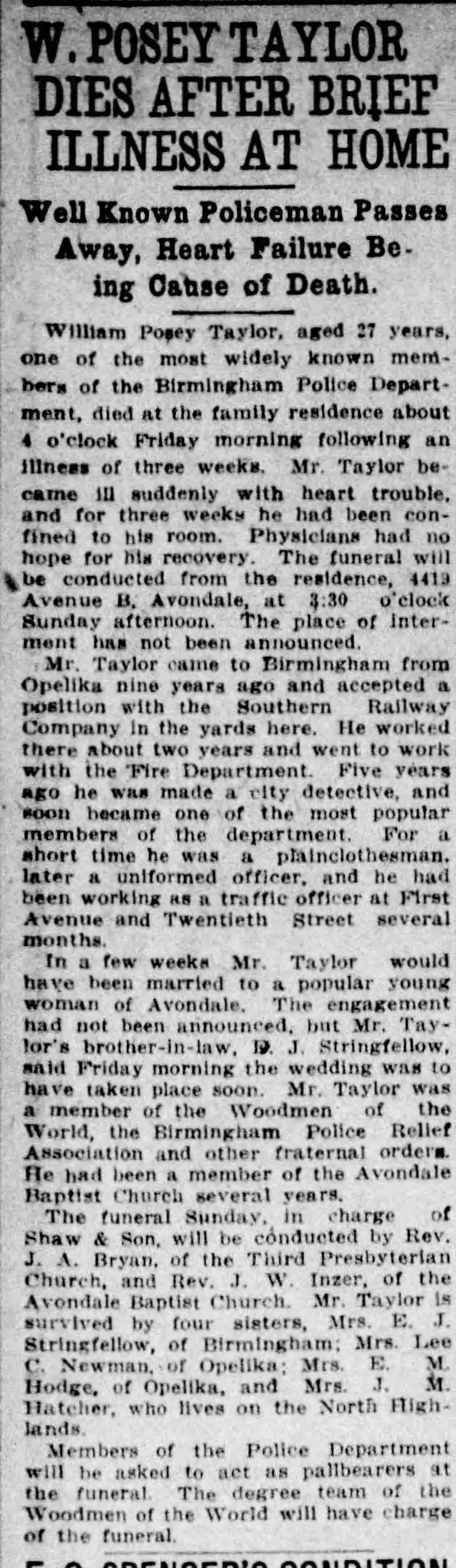 W. Posey Taylor obituary